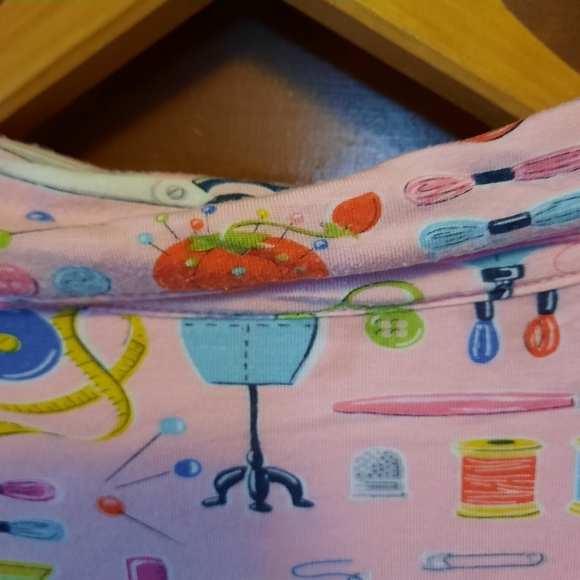 Nick & Nora Modal Blend 2 Piece Light Pink Sewing Seamstress Themed Pajama Set - Picture 9 of 16